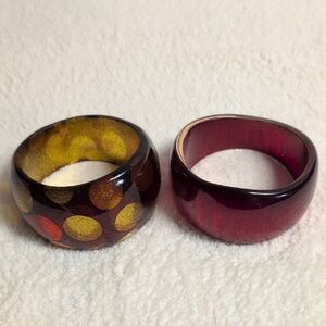 Elegant Vintage Gold Glitter,Brown Red With Polkadot and Deep Plum  Bangles